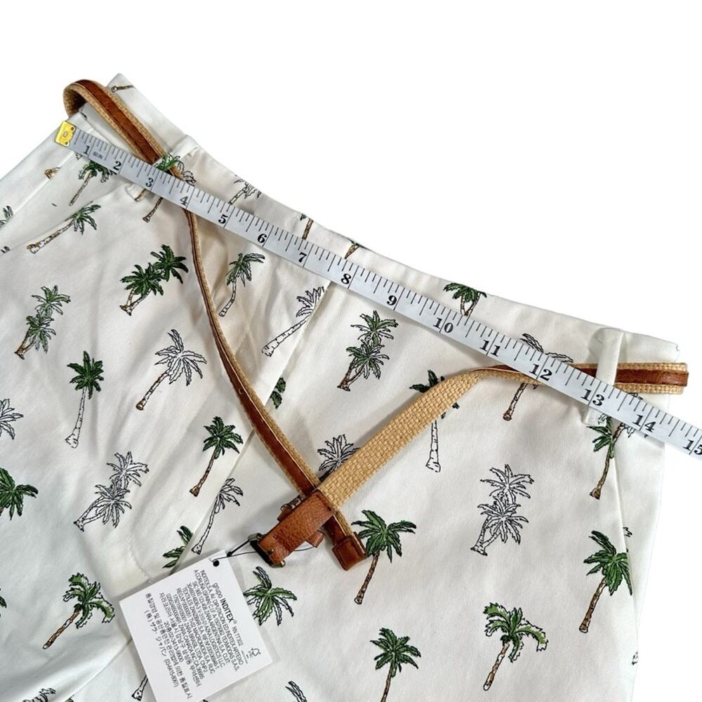 Zara Tropical Palm Tree High Waisted Belted Shorts Size S - Picture 4 of 8